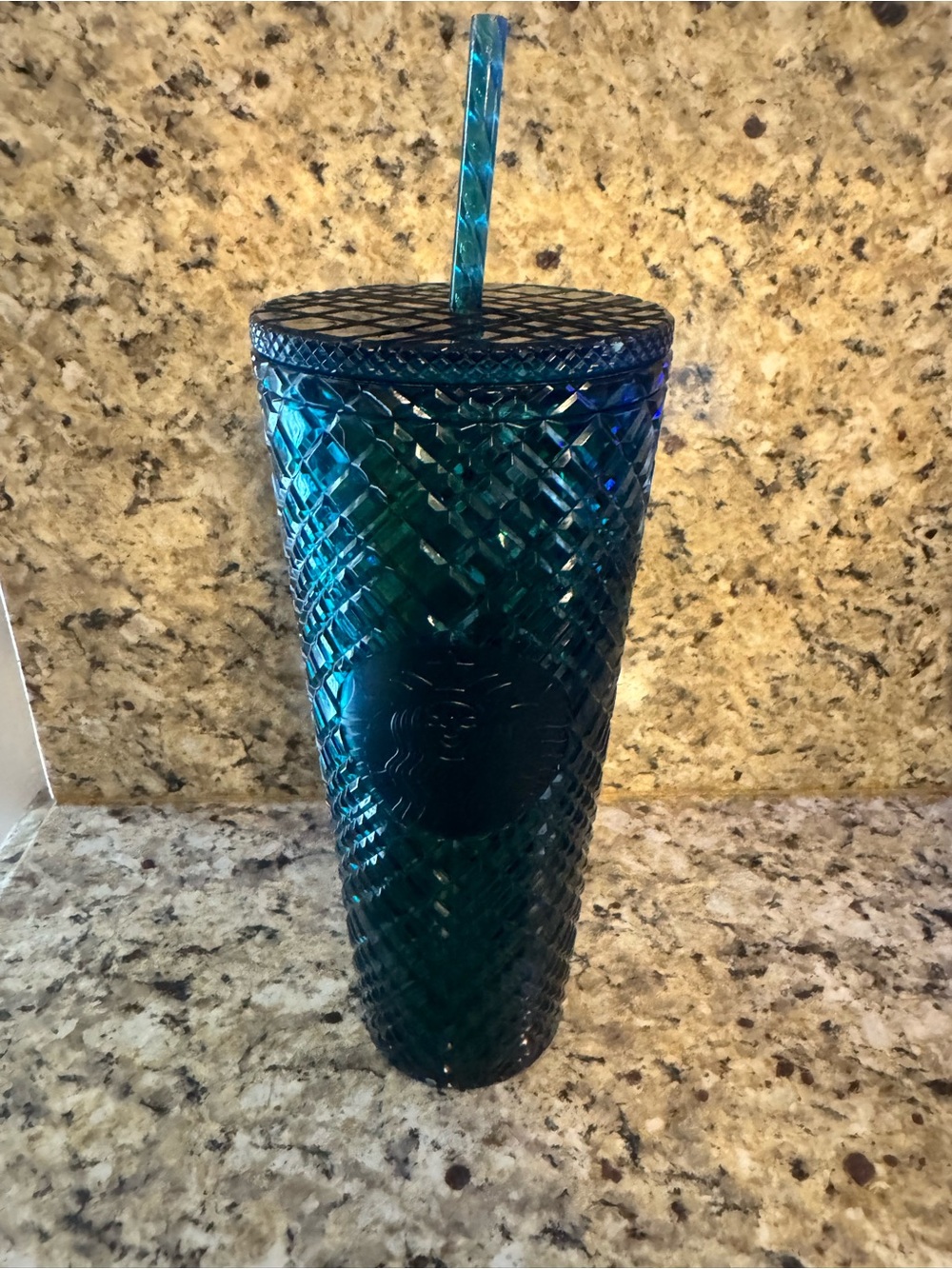 Starbucks Teal Diamond-Textured Reusable Tumbler with Straw